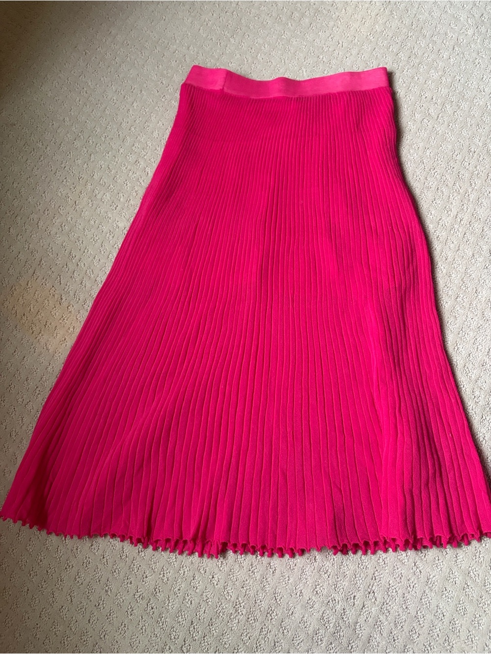 J. Crew Hot Pink Ribbed Midi Skirt
